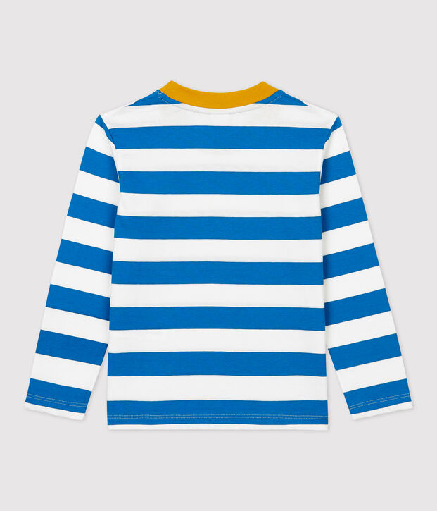 Lang&auml;rmeliges Kinder-T-Shirt aus Baumwolle f&uuml;r Jungen blau/weiss